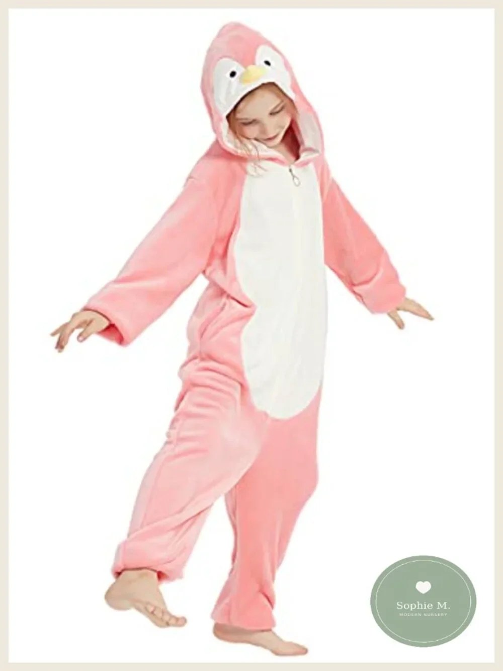 Kids Penguin Onesie Plush Fleece Zip Up One-Piece Pajamas Costume